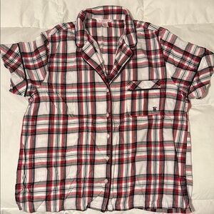 Victorias Secret Red and Black Plaid Button-Up Pajama Shirt